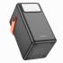 HOCO J142 Power bank with Ultra Large 100,000mAh capacity, 22.5W PD20W Dual Type-C port input, Single Type-C and 6 × USB-A Ports Outputs, LED Digital Display of Power Level, Indicator of Fast Charging, With LED Lamp and Handle - Black
